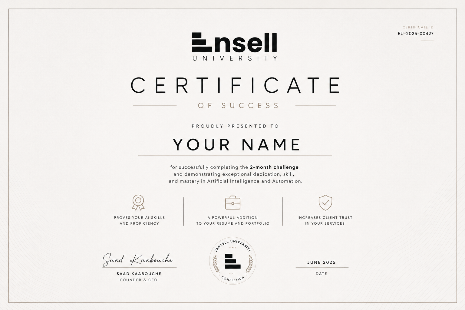Certificate of Success